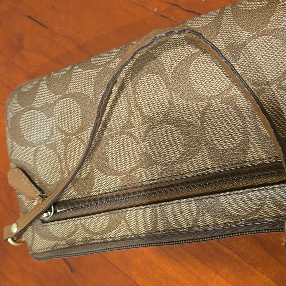Coach Signature Tan Wristlet - Picture 5 of 15